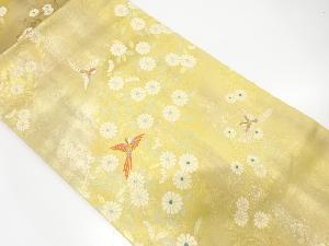 引箔　花鳥模様織り出し　名古屋帯